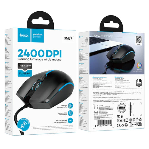 Wired Gaming Mouse w/ 2400 DPI, LED Light