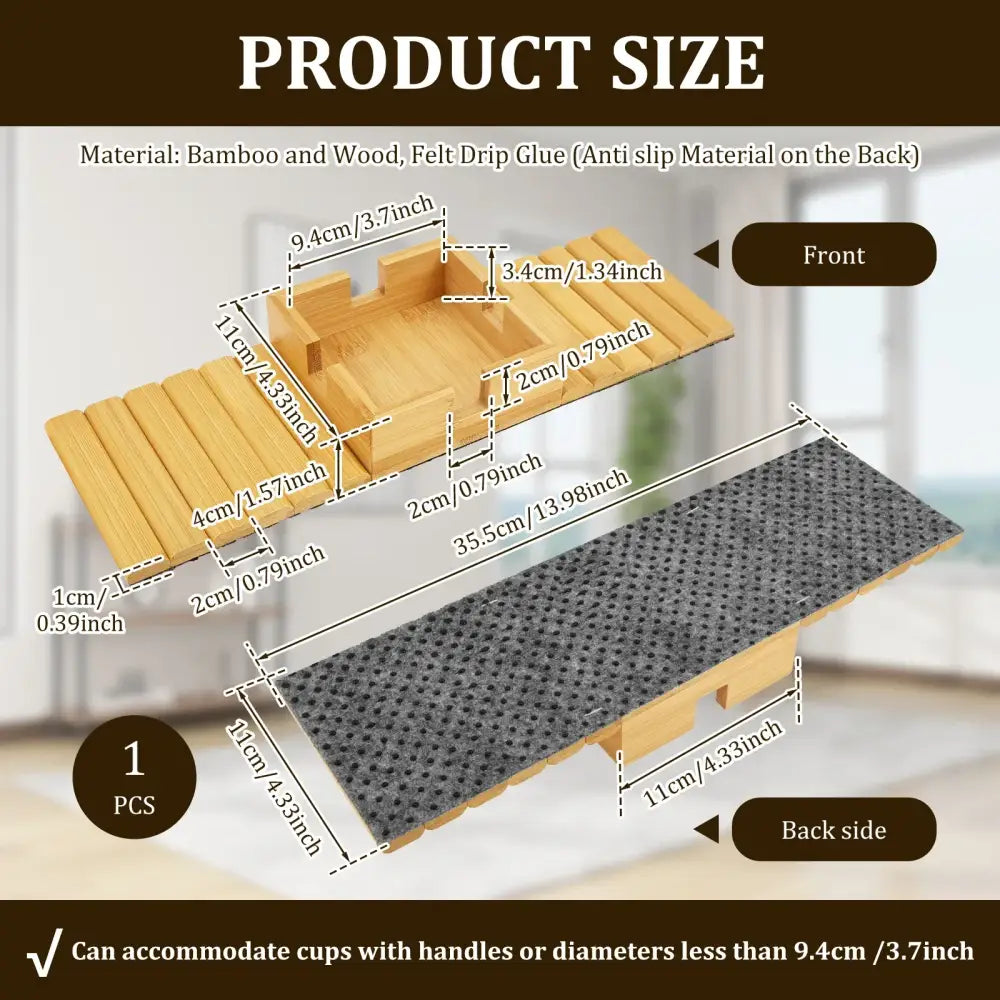 Bamboo sofa armrest tray, cup holder, view 12