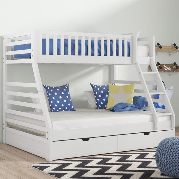 Bro Deals Beds & Bed Frames White Bunk Bed with two Bottom Drawers