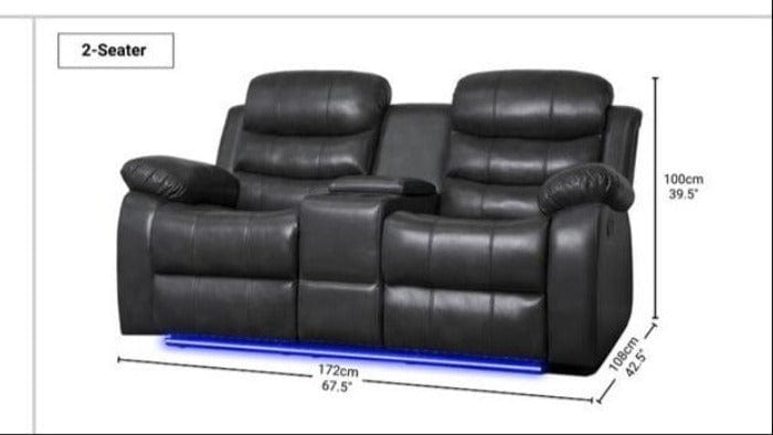 BroDeals 2 Seater Sofa Gavin Manual Recliner 2 Seater Sofa with Console