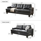 BroDeals 2 Seater Sofa Knollwood 2 Seater Faux Leather Sofa - Black