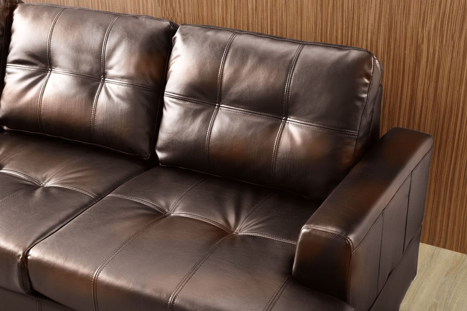BroDeals 2 Seater Sofa Knollwood 2 Seater Faux Leather Sofa - Brown