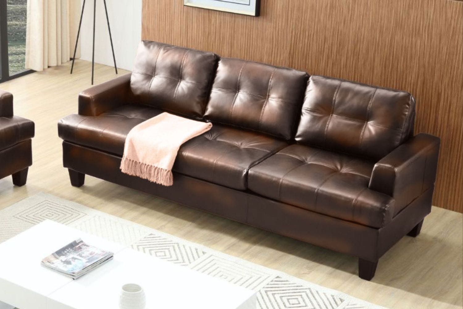 BroDeals 2 Seater Sofa Knollwood 3+2 Seater Faux Leather Sofa - Brown