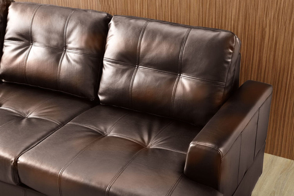 BroDeals 2 Seater Sofa Knollwood 3+2 Seater Faux Leather Sofa - Brown