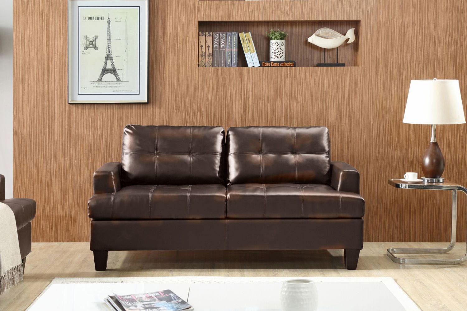 BroDeals 2 Seater Sofa Knollwood 3+2 Seater Faux Leather Sofa - Brown
