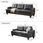 BroDeals 3 seater Sofa Knollwood 3+2 Seater Faux Leather Sofa - Black