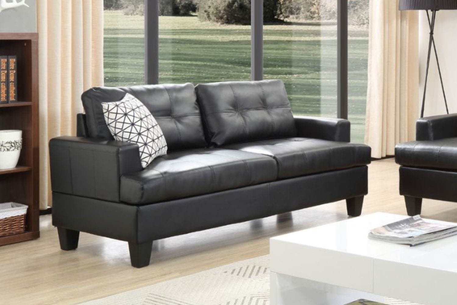 BroDeals 3 seater Sofa Knollwood 3+2 Seater Faux Leather Sofa - Black