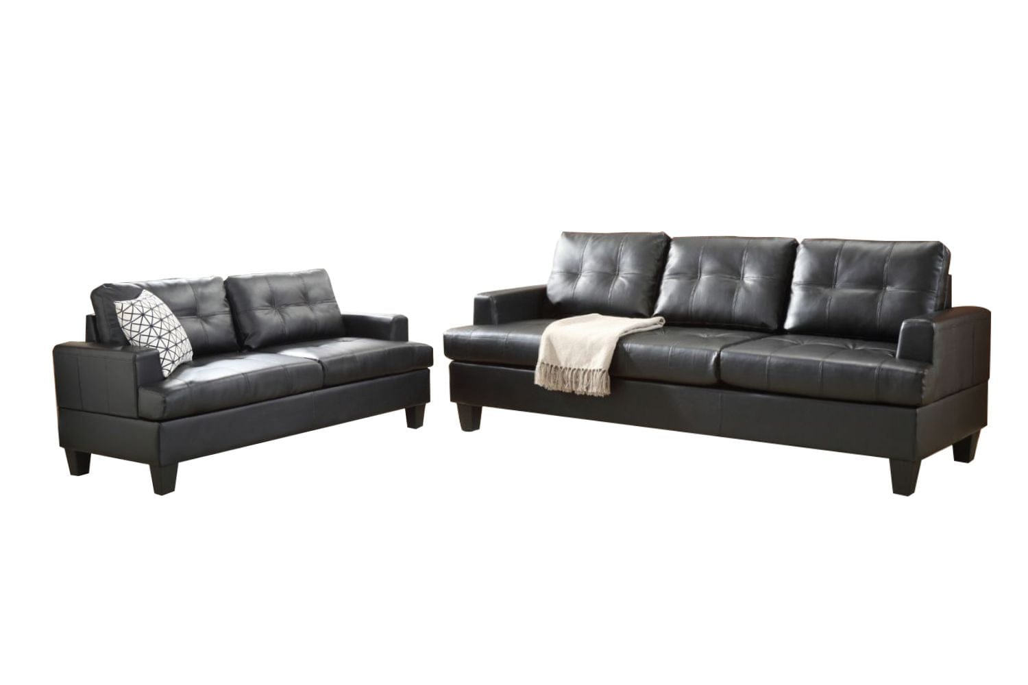 BroDeals 3 seater Sofa Knollwood 3+2 Seater Faux Leather Sofa - Black