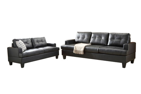 BroDeals 3 seater Sofa Knollwood 3+2 Seater Faux Leather Sofa - Black