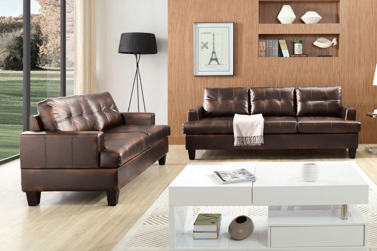 BroDeals 3 seater Sofa Knollwood 3 Seater Faux Leather Sofa - Brown