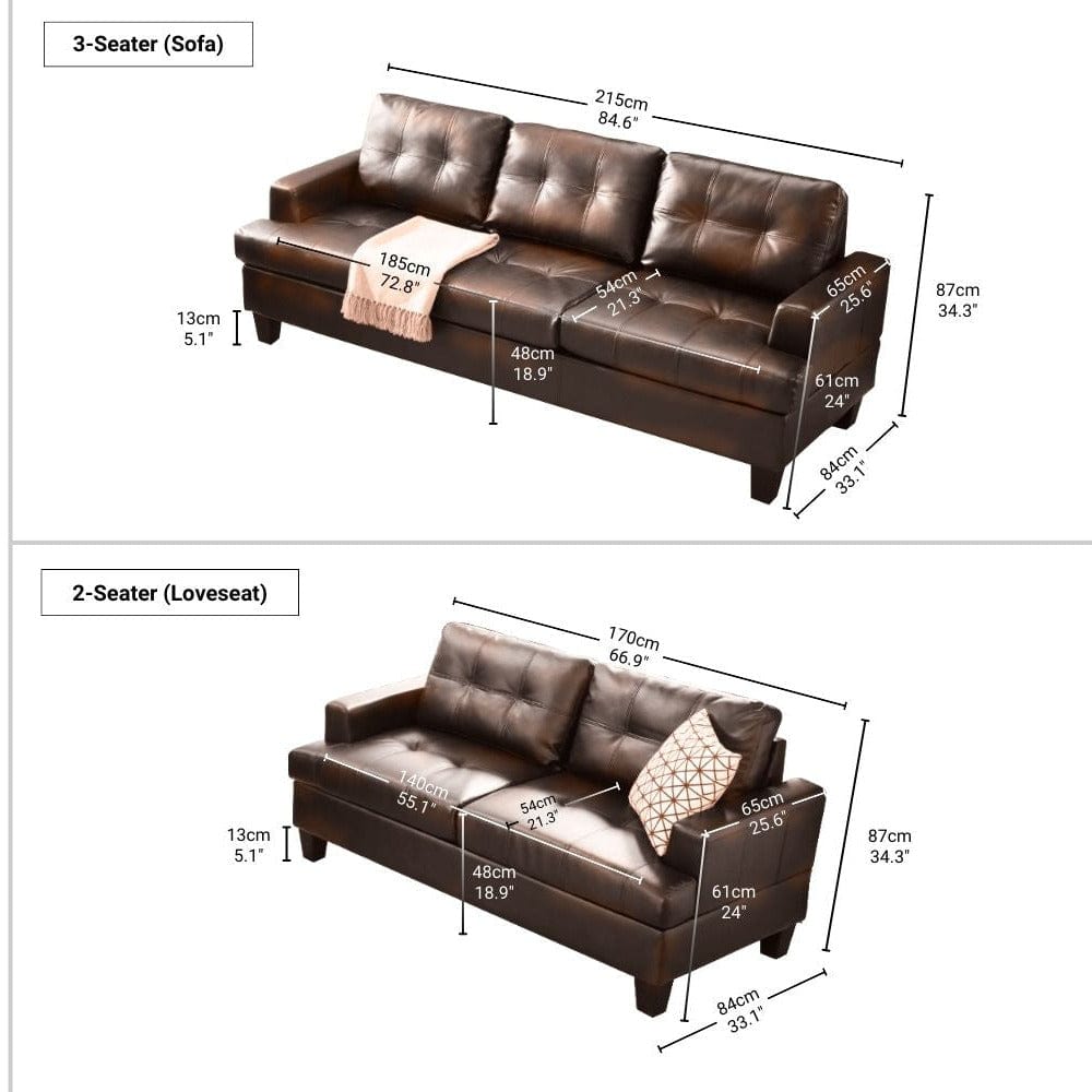 BroDeals 3 seater Sofa Knollwood 3 Seater Faux Leather Sofa - Brown