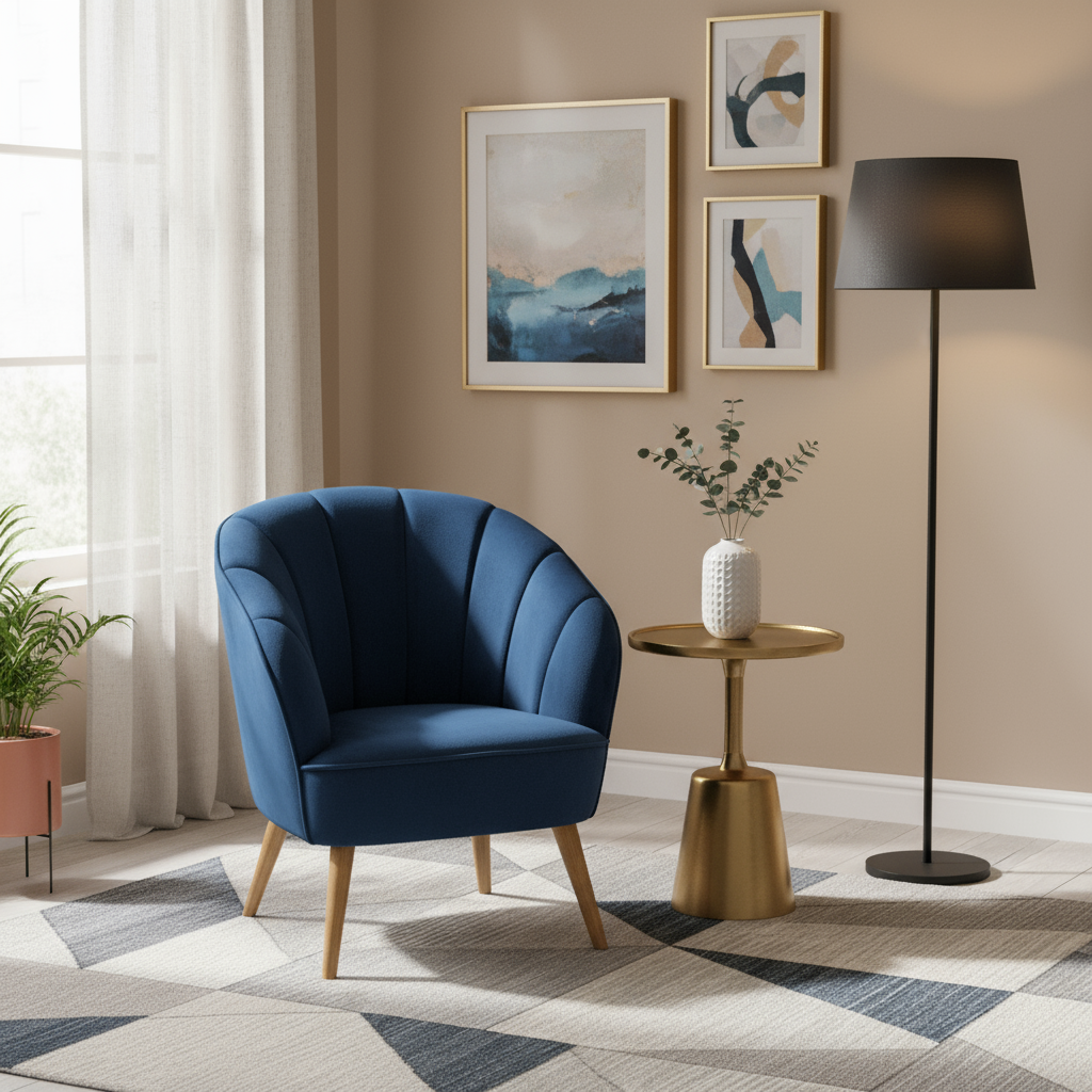 Gemma Velvet Armchair - Navy