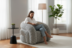 Houndstooth Swivel Armchair - Black & White