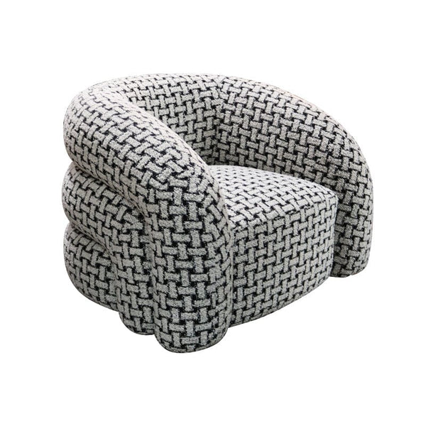 BroDeals Arm Chairs, Recliners & Sleeper Chairs Houndstooth Swivel Armchair - Black & White