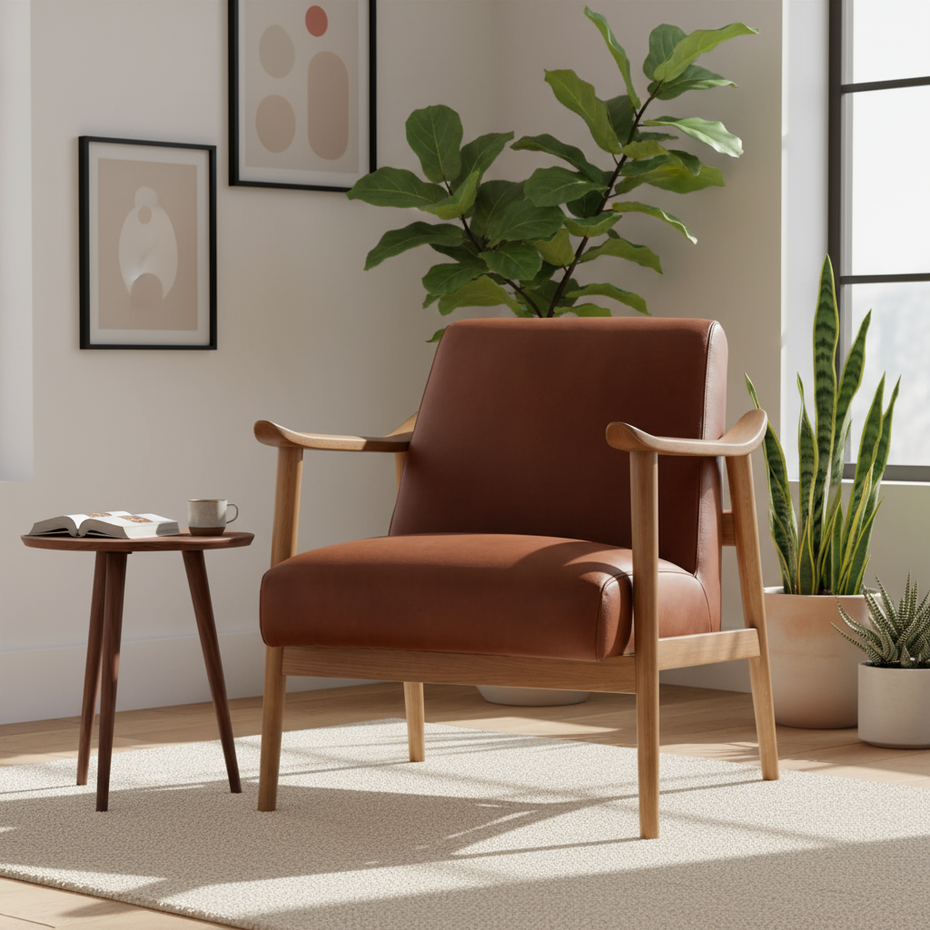 Mid-Century Armchair Saddle