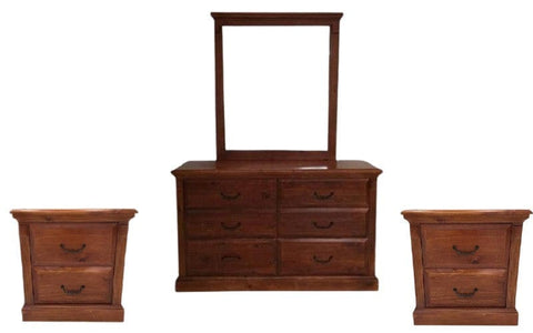BroDeals bedroom set Dresser with Mirror | Bedside Tables - Set of 3