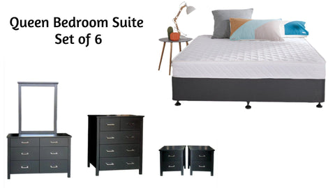 BroDeals Bedroom Suite Tina bedroom Suite Black - Set of 6