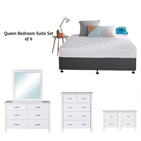 BroDeals Bedroom Suite Tina bedroom Suite White - Set of 6