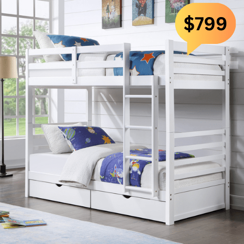 BroDeals Beds & Bed Frames Bunk Bed with Two Bottom Drawers