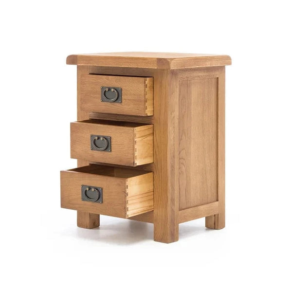 BroDeals Bedside Table Oak 3 Drawer Bedside Table