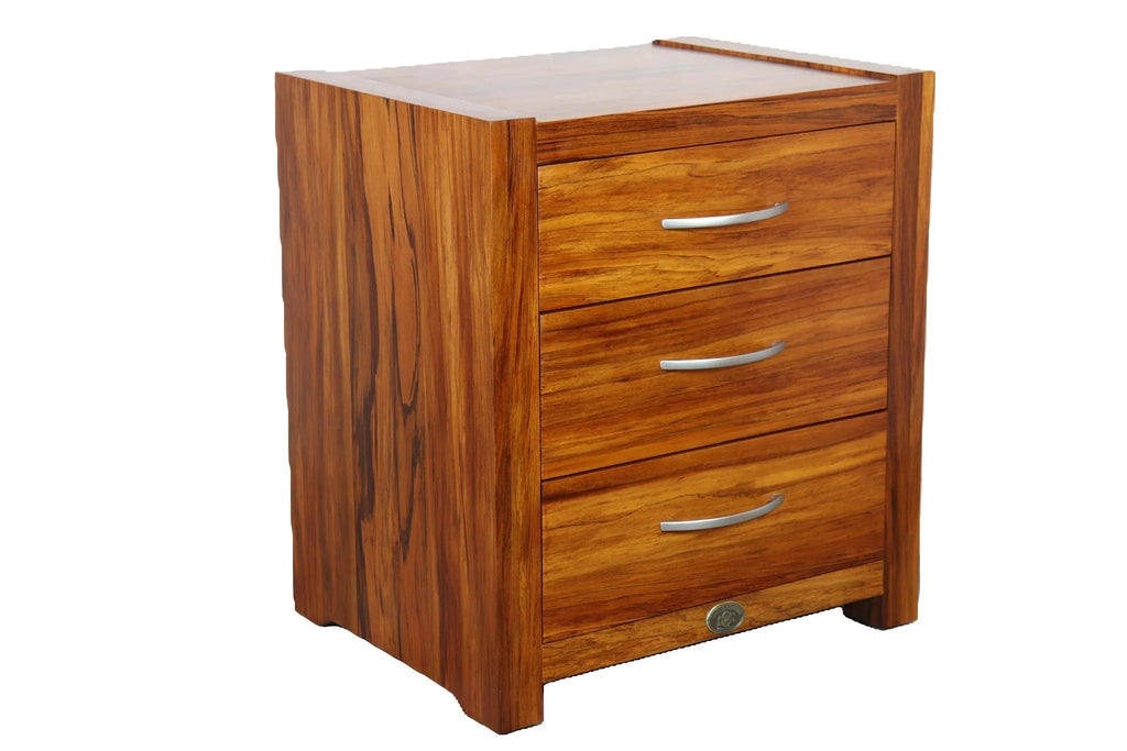 BroDeals Bedside Table Wanaka Rimu Bedside Cabinet - 3 Drawers