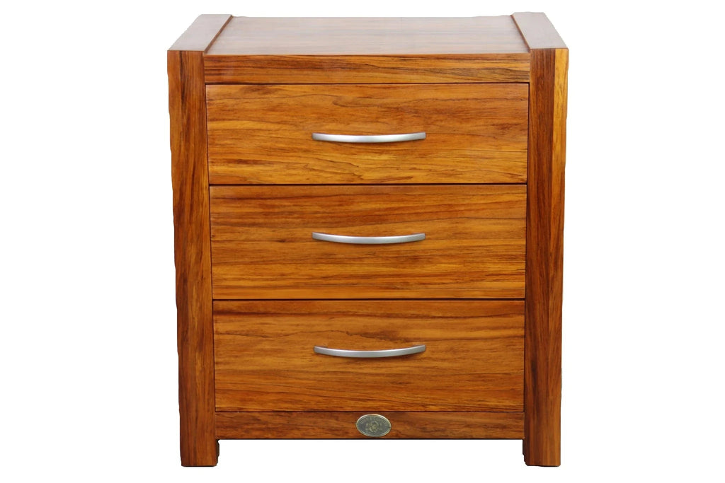 BroDeals Bedside Table Wanaka Rimu Bedside Cabinet - 3 Drawers