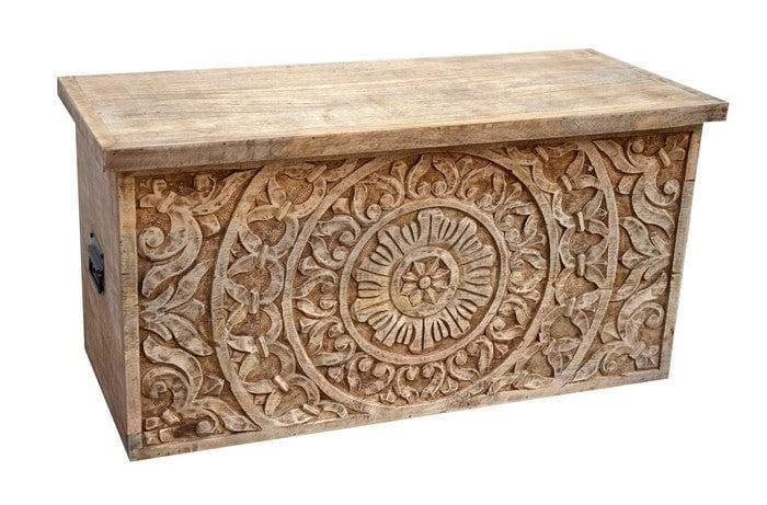 BroDeals Blanket Chest Carved Wooden Trunk
