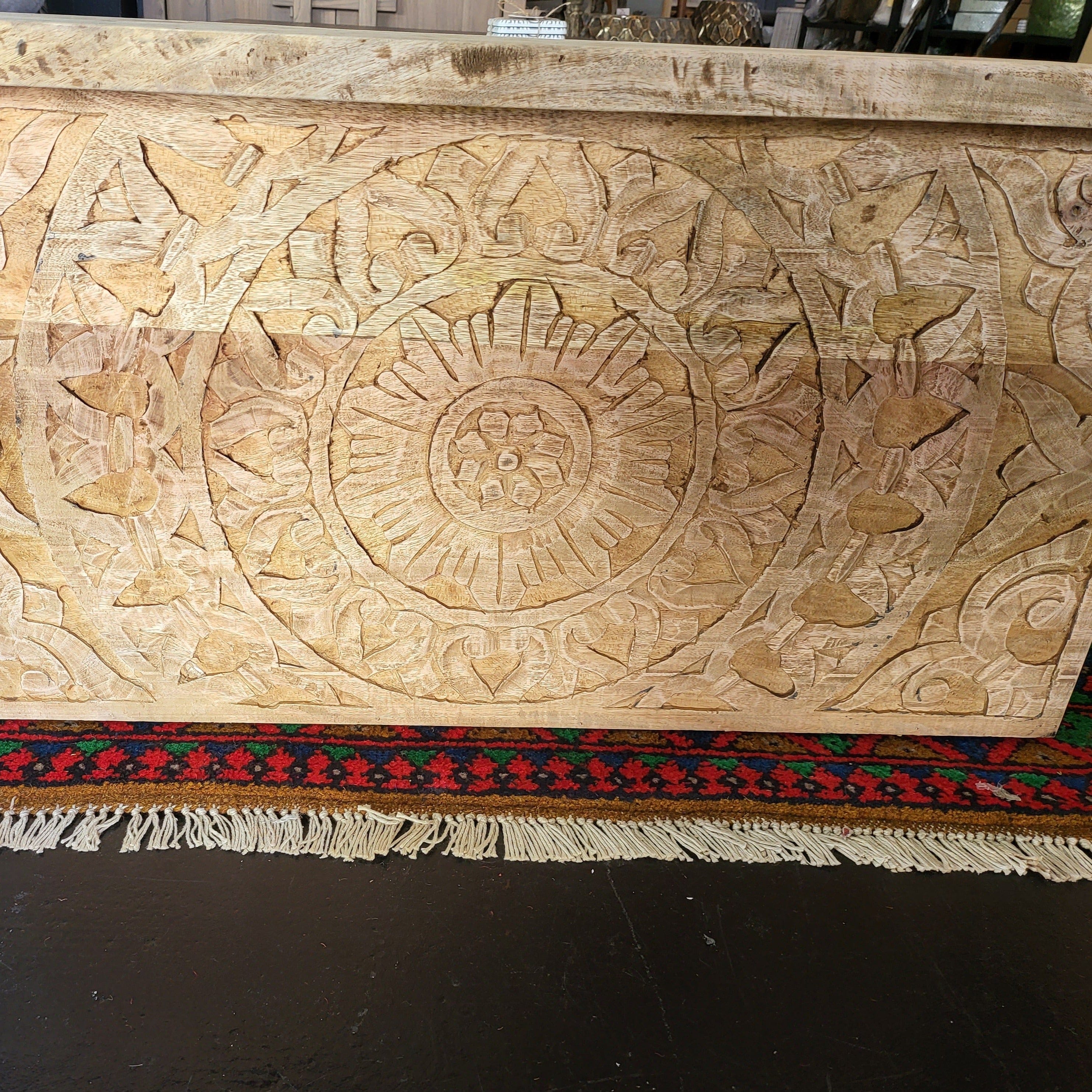 BroDeals Blanket Chest Carved Wooden Trunk