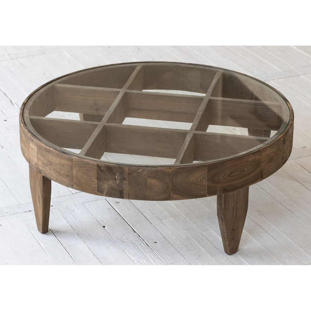 BroDeals Coffee Tables Classic Glass Top Round Coffee Table