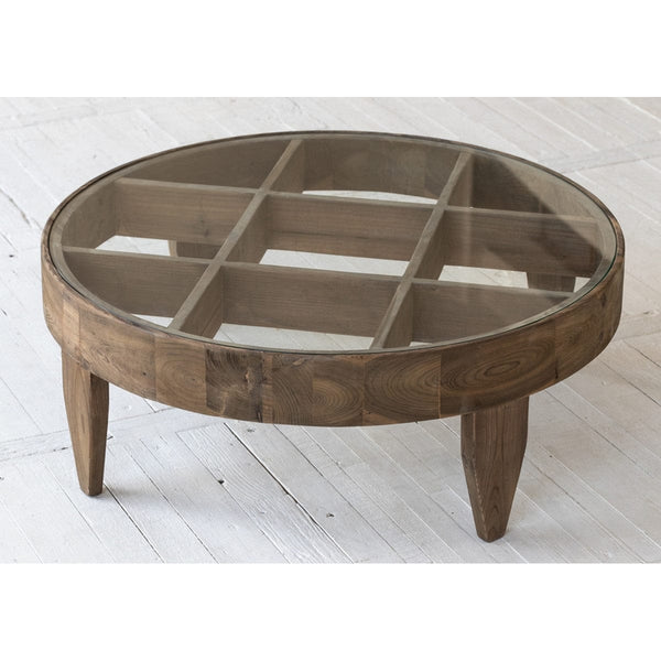 BroDeals Coffee Tables Classic Glass Top Round Coffee Table
