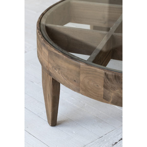 BroDeals Coffee Tables Classic Glass Top Round Coffee Table