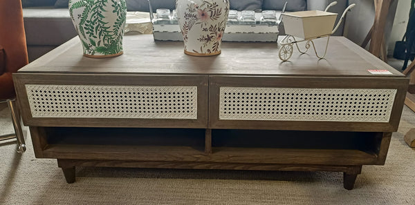 BroDeals Coffee Tables Coffee Table with Rattan Drawers