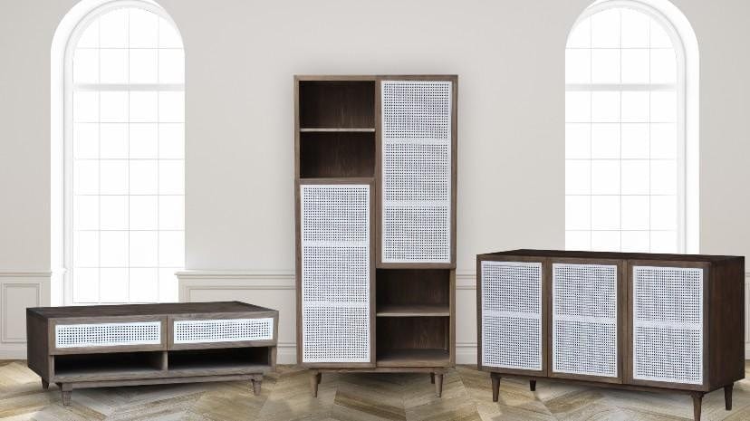BroDeals Coffee Tables Coffee Table with Rattan Drawers