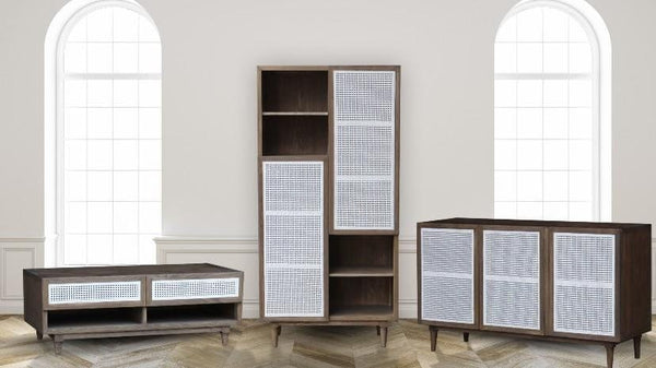 BroDeals Coffee Tables Coffee Table with Rattan Drawers