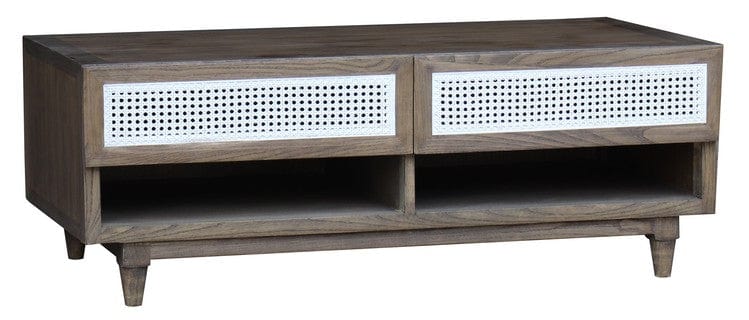 BroDeals Coffee Tables Coffee Table with Rattan Drawers