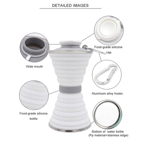 BroDeals Collapsible Water Bottle Collapsible Water Bottle - White
