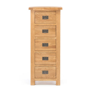 BroDeals dressers Oak 5 Drawer Slimboy