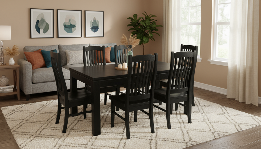 Pine Dining Suite 7Pcs - Black