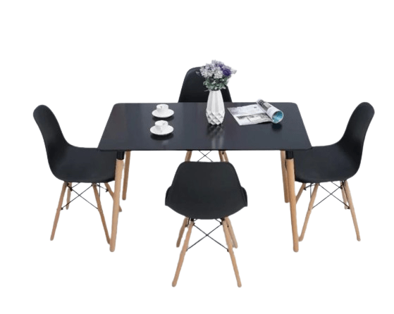 BroDeals Kitchen & Dining Room Chairs Black Echo Dining Suite 7Pcs