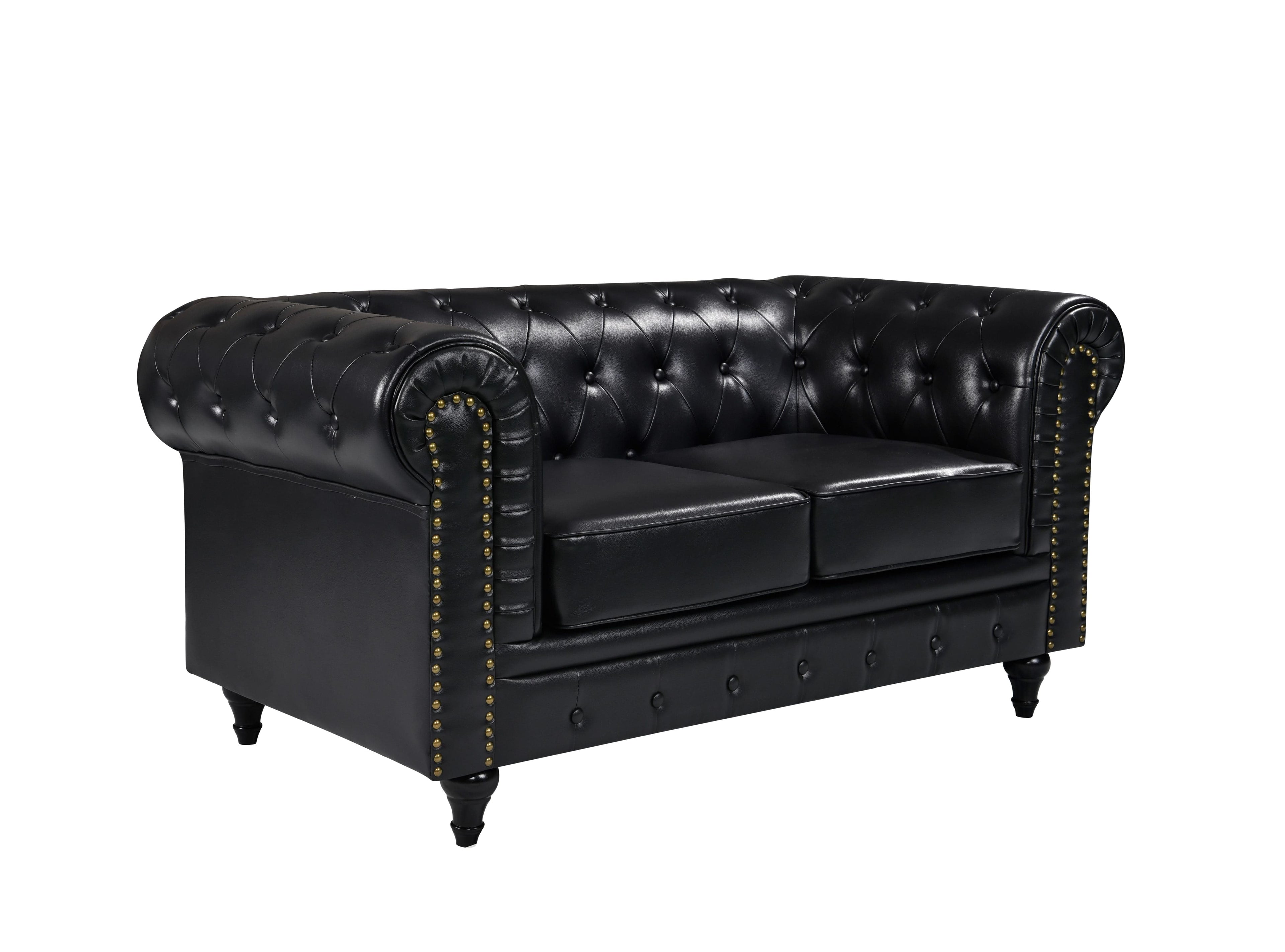 BroDeals Lounge Suite Boston Chesterfield Sofa Set - 3+2 - Black