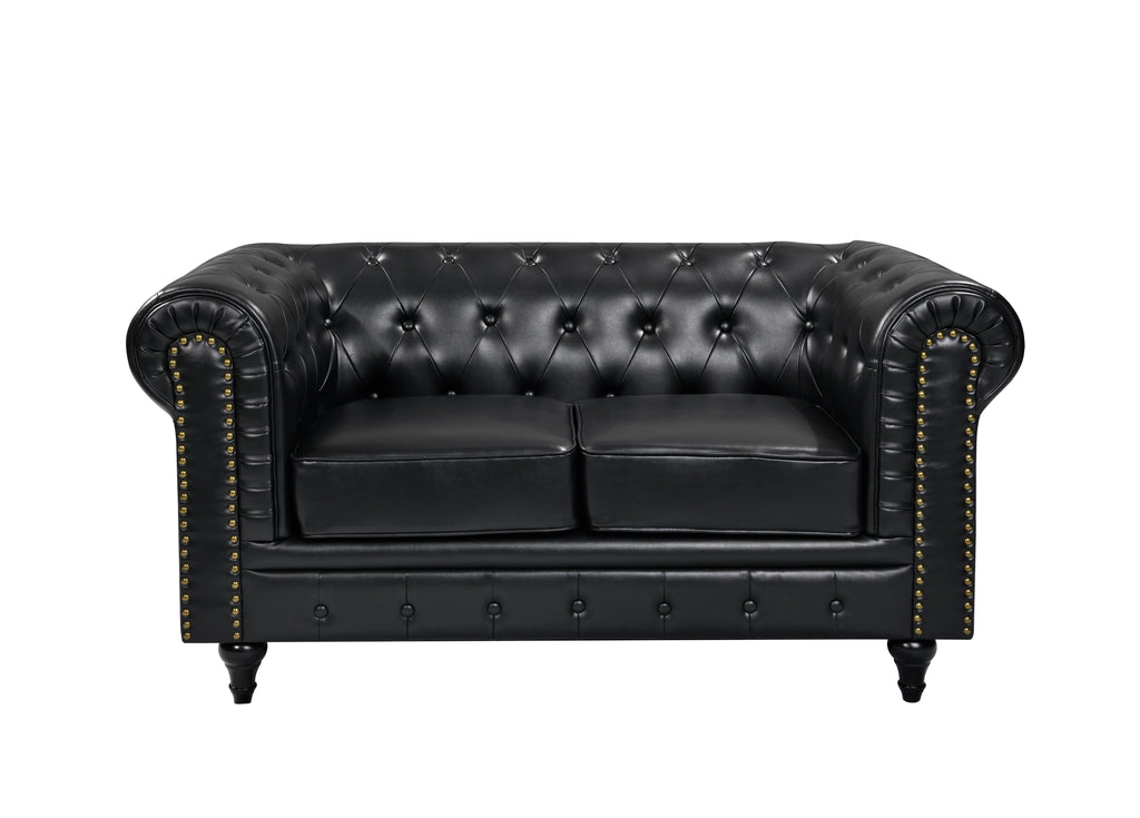 BroDeals Lounge Suite Boston Chesterfield Sofa Set - 3+2 - Black