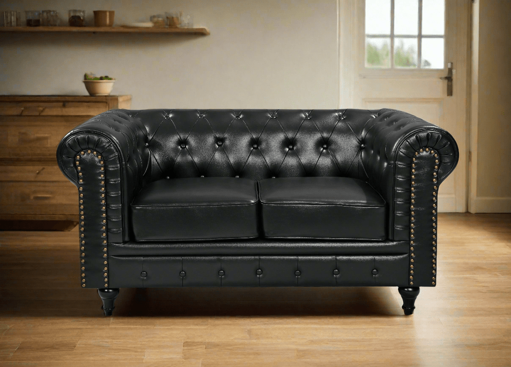BroDeals Lounge Suite Boston Chesterfield Sofa Set - 3+2 - Black