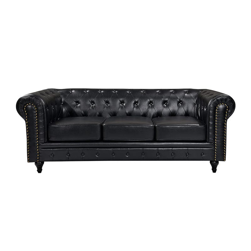 BroDeals Lounge Suite Boston Chesterfield Sofa Set - 3+2 - Black