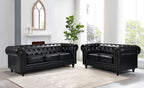 BroDeals Lounge Suite Boston Chesterfield Sofa Set - 3+2 - Black