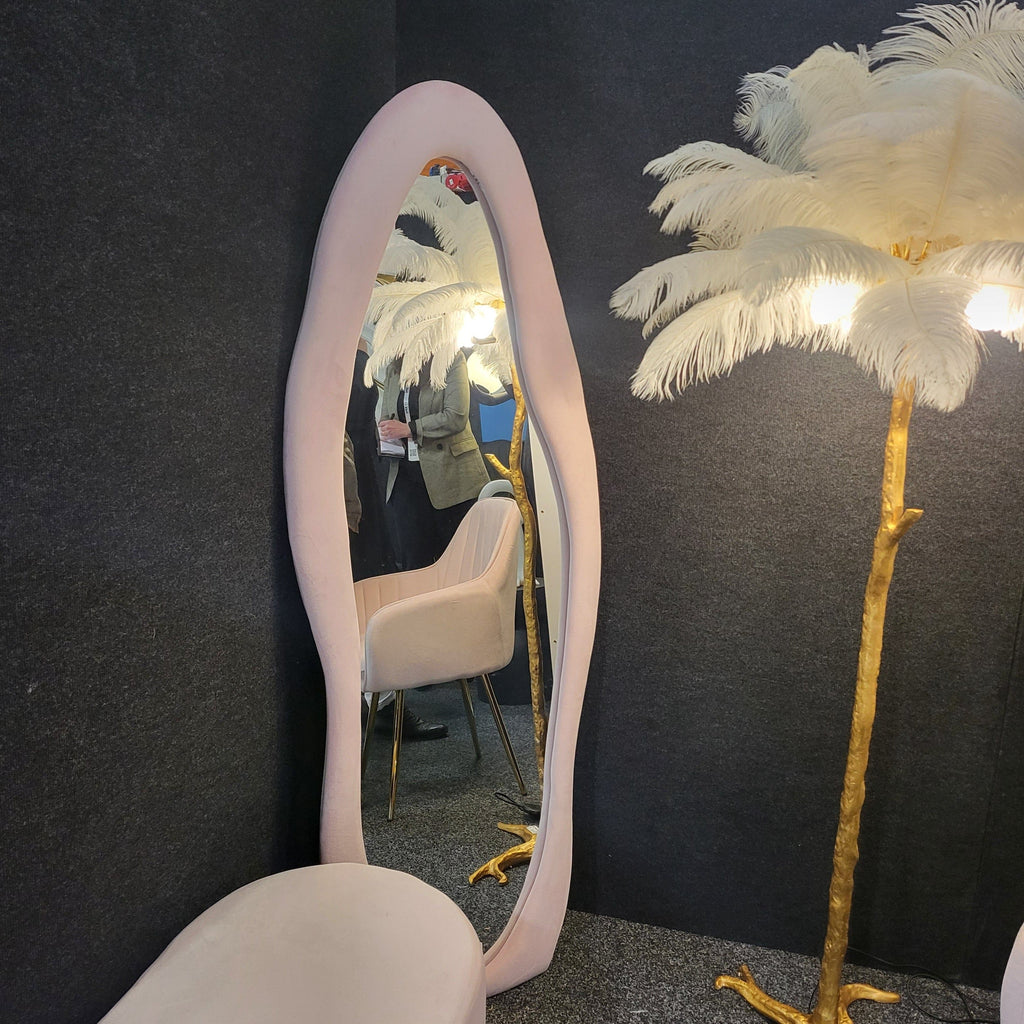 BroDeals Mirror Serenity Pink Velvet Floor Mirror