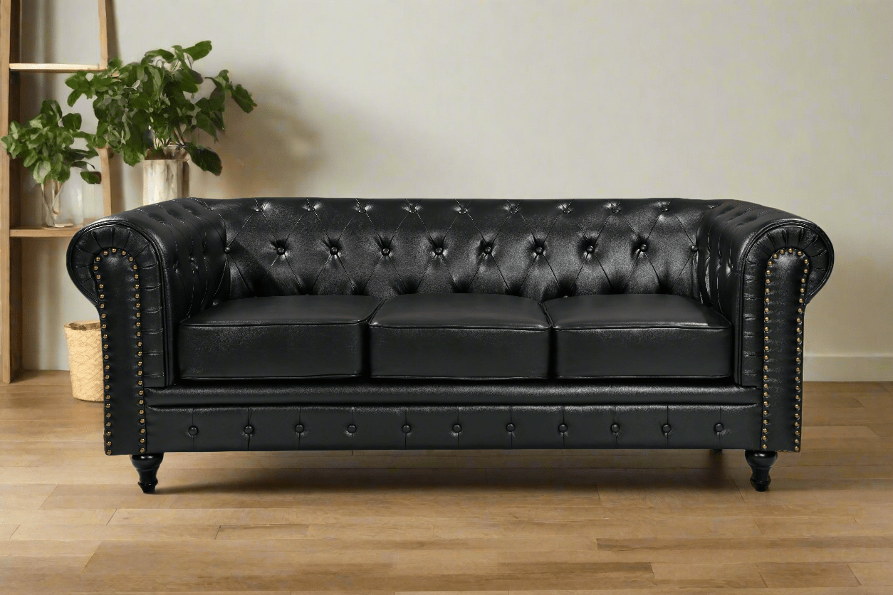 BroDeals sofa Boston Chesterfield 3 Seater Sofa - Black