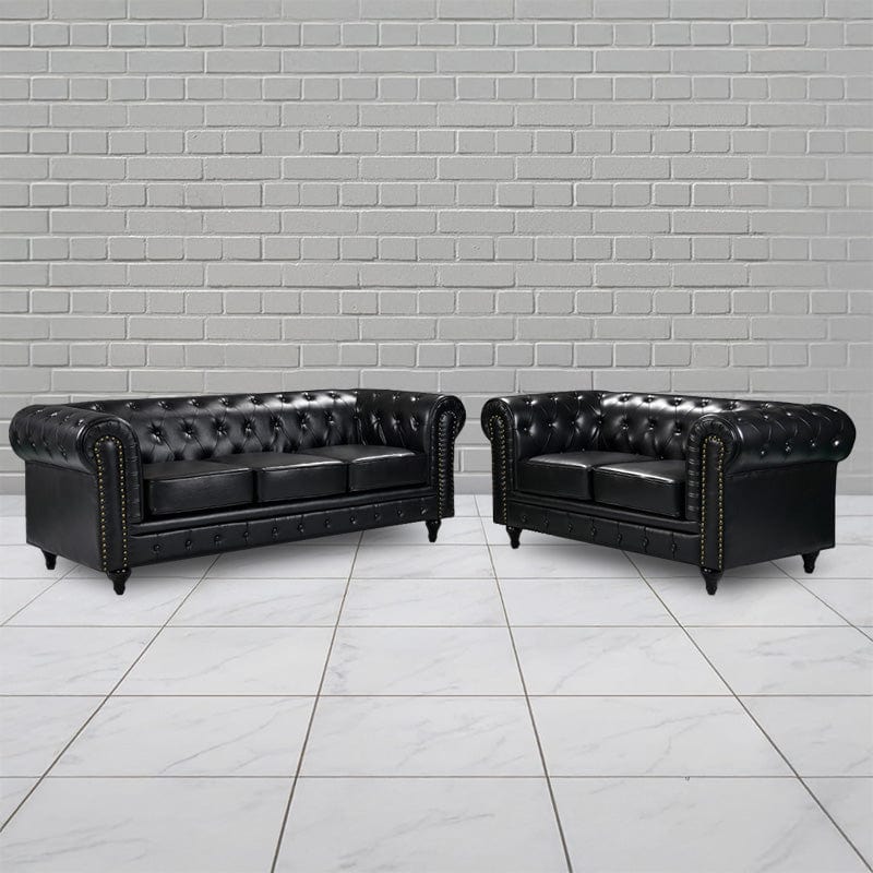 BroDeals Sofas Boston Chesterfield 2 Seater Sofa - Black