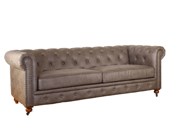 BroDeals Sofas Chesterfield 3 Seater Sofa, Vintage Grey