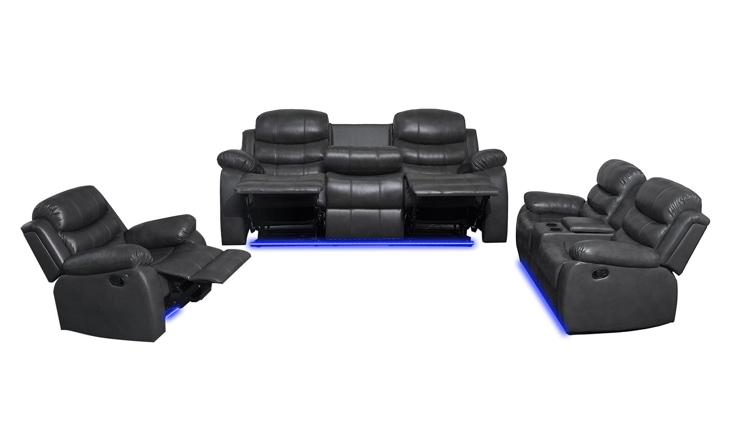 BroDeals Sofas Gavin Manual Recliner 3+2+1 Seater Sofa with Console