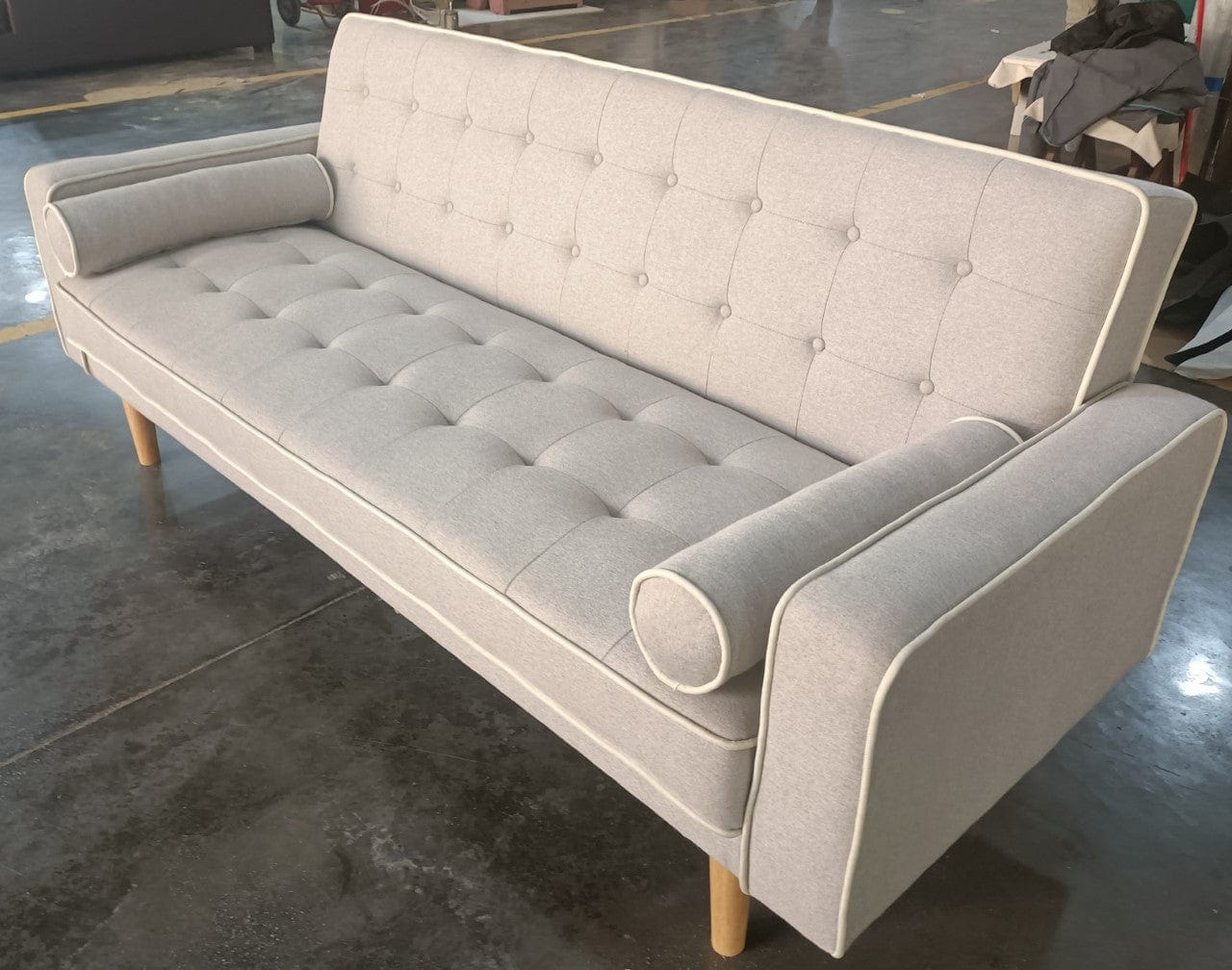 BroDeals Sofas New York Sofabed - Grey with white piping